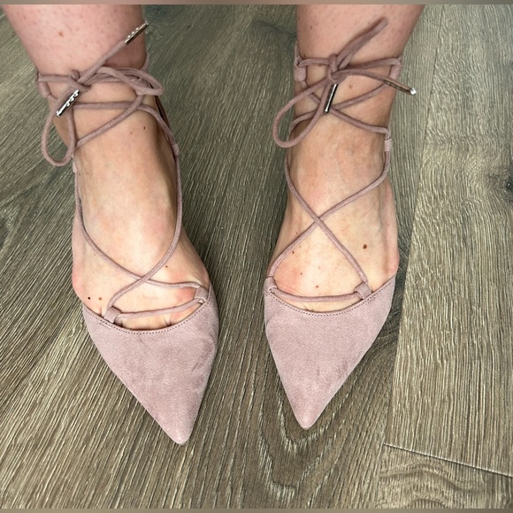 Sam & Libby Blush Mauve Heels with Ankle Tie and Zip Back Size 7 - Picture 2 of 9